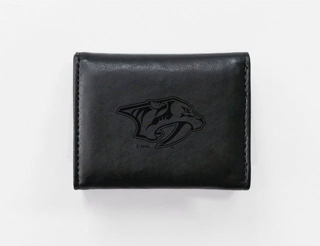 Rico Industries NHL  Nashville Predators  Laser Engraved Faux Leather Trifold Wallet-1