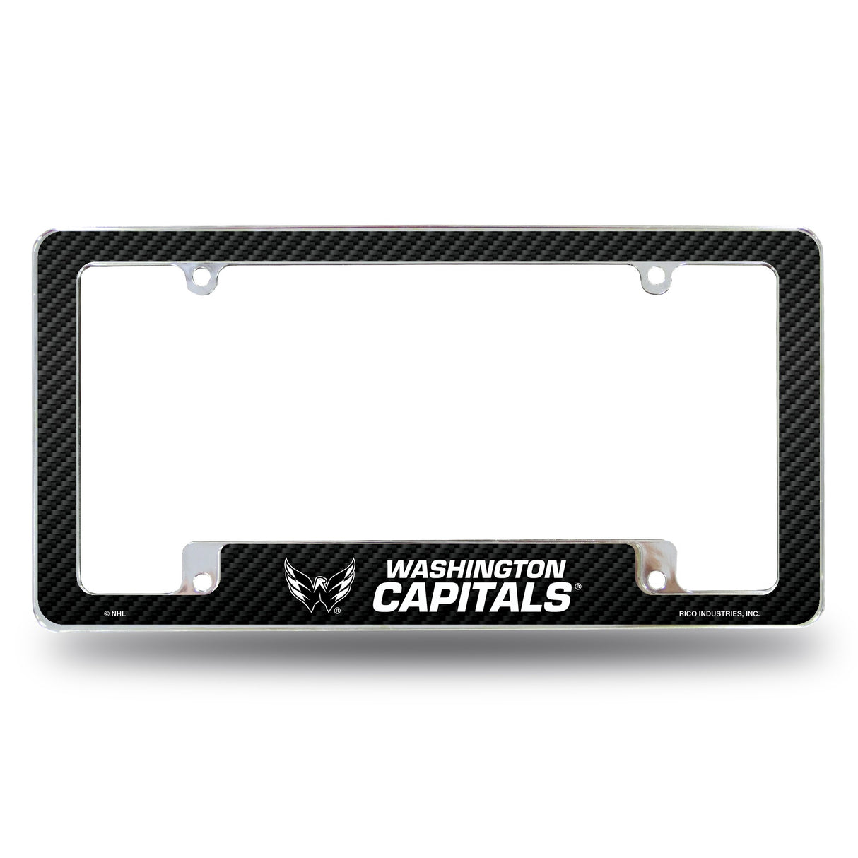 Rico Industries NHL Hockey Washington Capitals Black 12" x 6" Chrome License Plate Frame