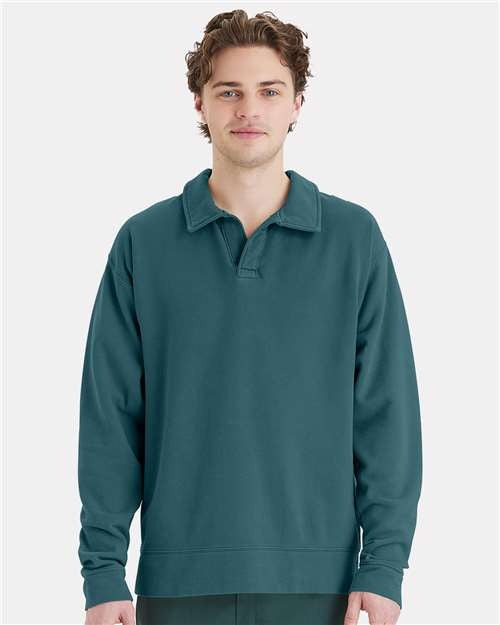 ComfortWash by Hanes Men's Garment-Dyed Polo Collar Sweatshirt-1
