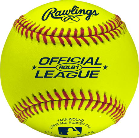 Rawlings ROLB1Y Yellow Official League Competition Grade Baseballs - 1 Dozen