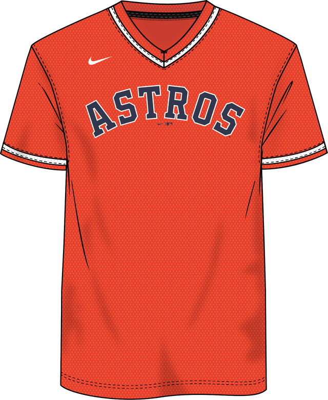 Nike Houston Astros Youth Institutional V-Neck Short Sleeve Synthetic Jersey
