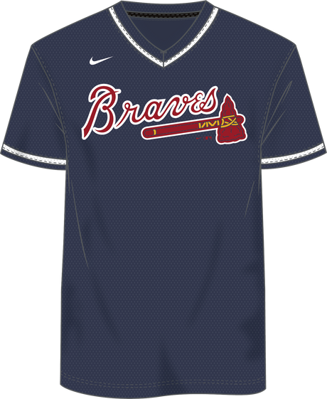 Nike Atlanta Braves Men's Institutional V-Neck Short Sleeve Synthetic Jersey