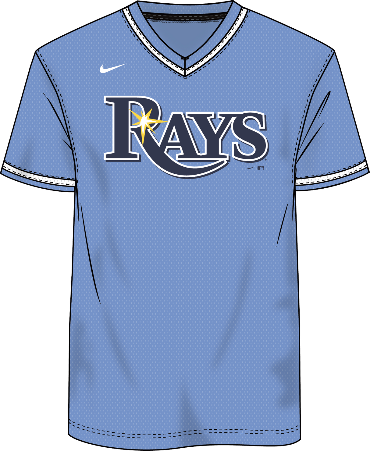 Nike Tampa Bay Rays Men's Institutional V-Neck Short Sleeve Synthetic Jersey