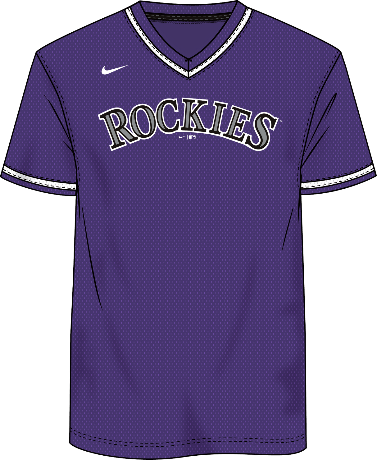 Nike Colorado Rockies Men's Institutional V-Neck Short Sleeve Synthetic Jersey