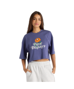 New Balance Women's Athletics Flower Oversized Cropped T-Shirt-2