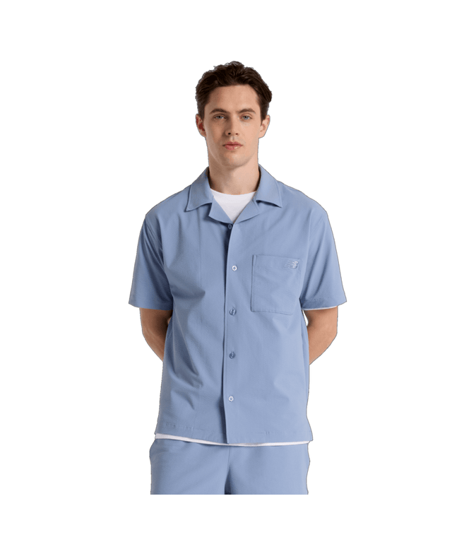 New Balance Men's Seersucker Button Up Short Sleeve-1