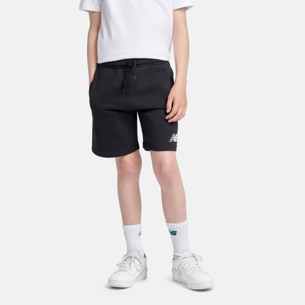 New Balance Youth French Terry Stacked Logo Short-1