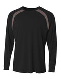 A4 Men's Spartan Long Sleeve Color Block Crew