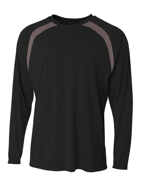 A4 Men's Spartan Long Sleeve Color Block Crew