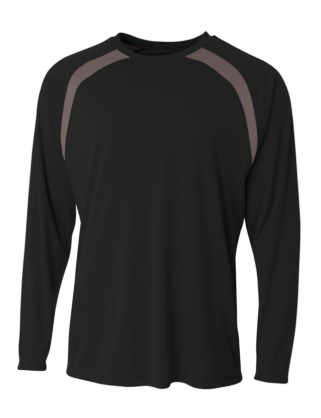 A4 Men's Spartan Long Sleeve Color Block Crew
