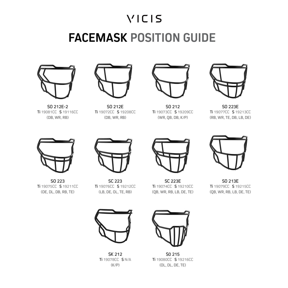 Vicis ZERO2 SO-212E Football Facemask-14