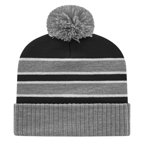 Cap America iK56 Double Stripe Knit Cap with Ribbed Cuff