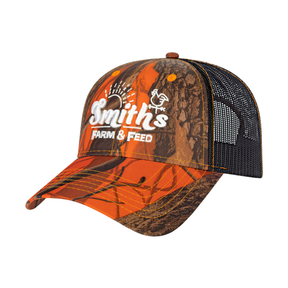 Cap America i2034 Orange Ridge Camo with Black Trucker Mesh Cap-1