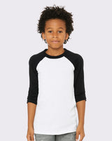 BELLA + CANVAS Youth Three-Quarter Sleeve Baseball Tee