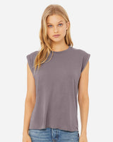 BELLA + CANVAS Women’s Flowy Rolled Cuffs Muscle Tee
