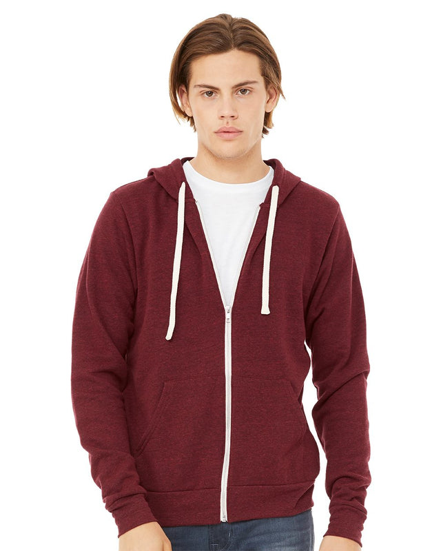 BELLA + CANVAS Men's Triblend Sponge Fleece Full-Zip Hoodie Sweatshirt