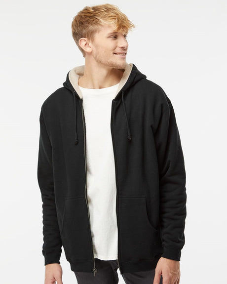 Independent Trading Co. Men's Sherpa-Lined Full-Zip Hooded Sweatshirt