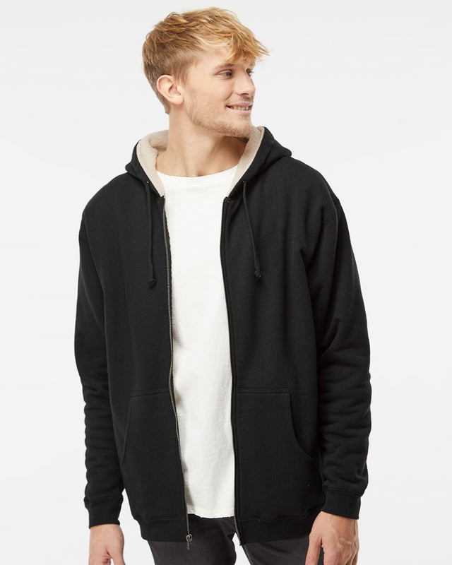 Independent Trading Co. Men's Sherpa-Lined Full-Zip Hooded Sweatshirt