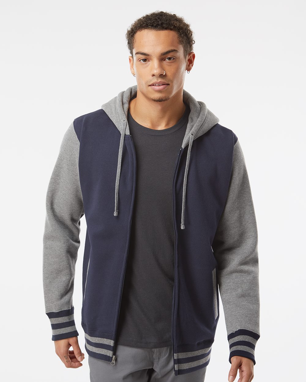 Independent Trading Co. Men's Heavyweight Varsity Full-Zip Hooded Sweatshirt