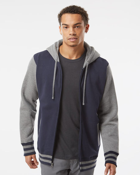 Independent Trading Co. Men's Heavyweight Varsity Full-Zip Hooded Sweatshirt