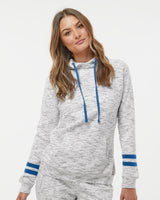 J. America Women’s Mélange Fleece Striped-Sleeve Hooded Sweatshirt