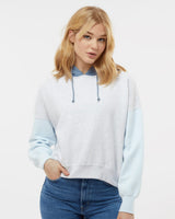 MV Sport Women's Sueded Fleece Colorblocked Crop Hooded Sweatshirt