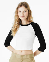 BELLA + CANVAS Women's Micro Rib Three-Quarter Raglan Sleeve Baby Tee