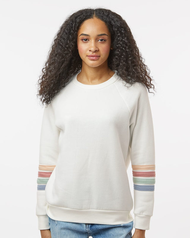 MV Sport Women's Striped Sleeves Crewneck Sweatshirt