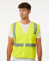 Kishigo Men's Single Pocket Zipper Mesh Vest