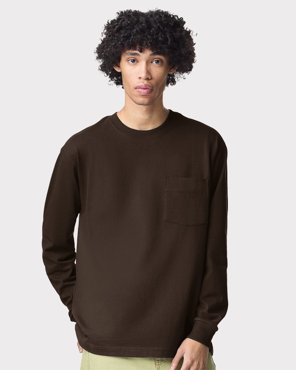 American Apparel Men's Super Heavyweight Long Sleeve Pocket Tee