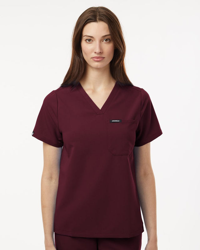 Jaanuu Women's Rhena Essential 1-Pocket Scrub V-Neck Top