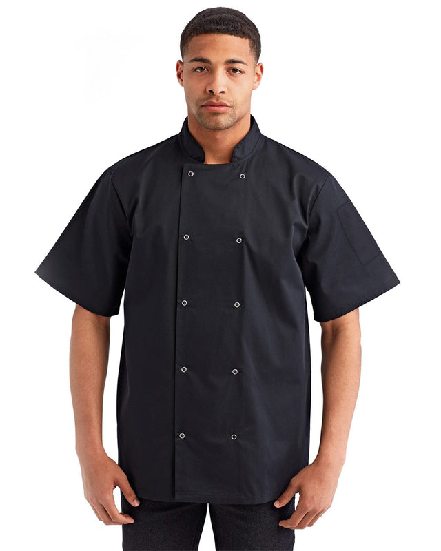 Artisan Collection by Reprime Men's Ten Studded Front Short Sleeve Chef Coat