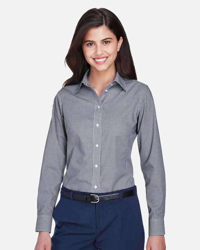 Devon & Jones Women's Crown Collection Gingham Check Woven Dress Shirt