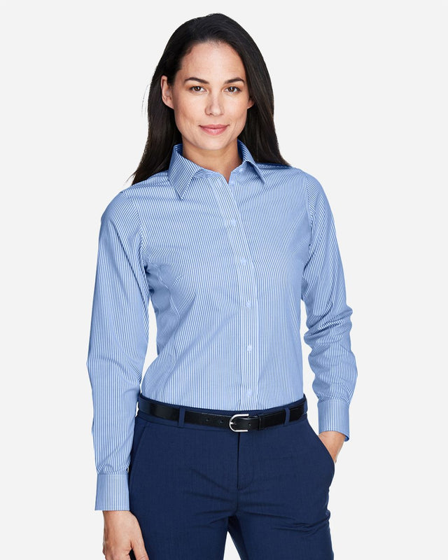 Devon & Jones Women's Crown Collection Banker Stripe Woven Dress Shirt