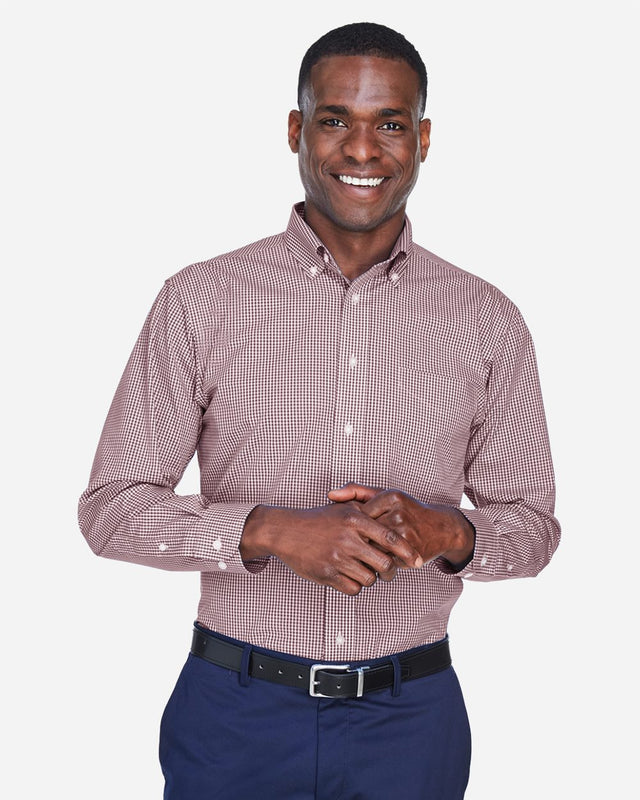 Devon & Jones Men's Crown Collection Gingham Check Woven Dress Shirt