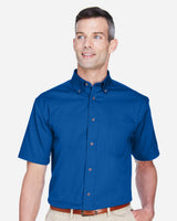Harriton Men's Easy Blend Twill Dress Shirt with Stain-Release