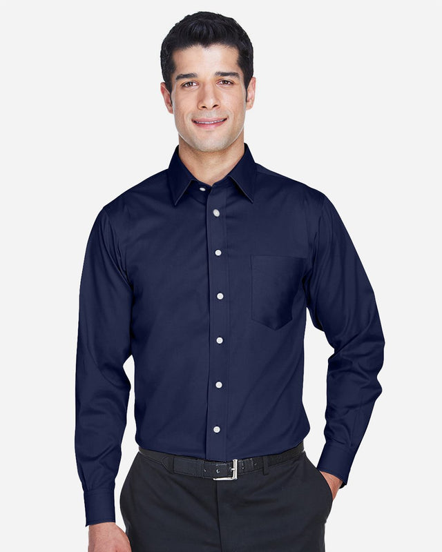 Devon & Jones Men's Crown Collection Solid Stretch Twill Woven Dress Shirt