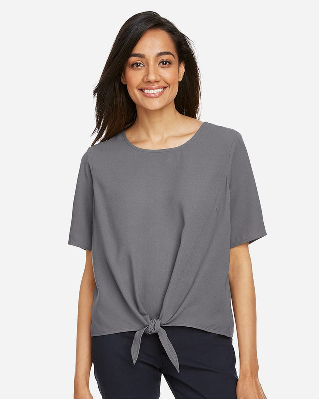Devon & Jones Women's Perfect Fit Tie Front Blouse