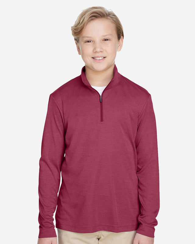 Team 365 Youth Zone Sonic Heather Performance Quarter-Zip Pullover