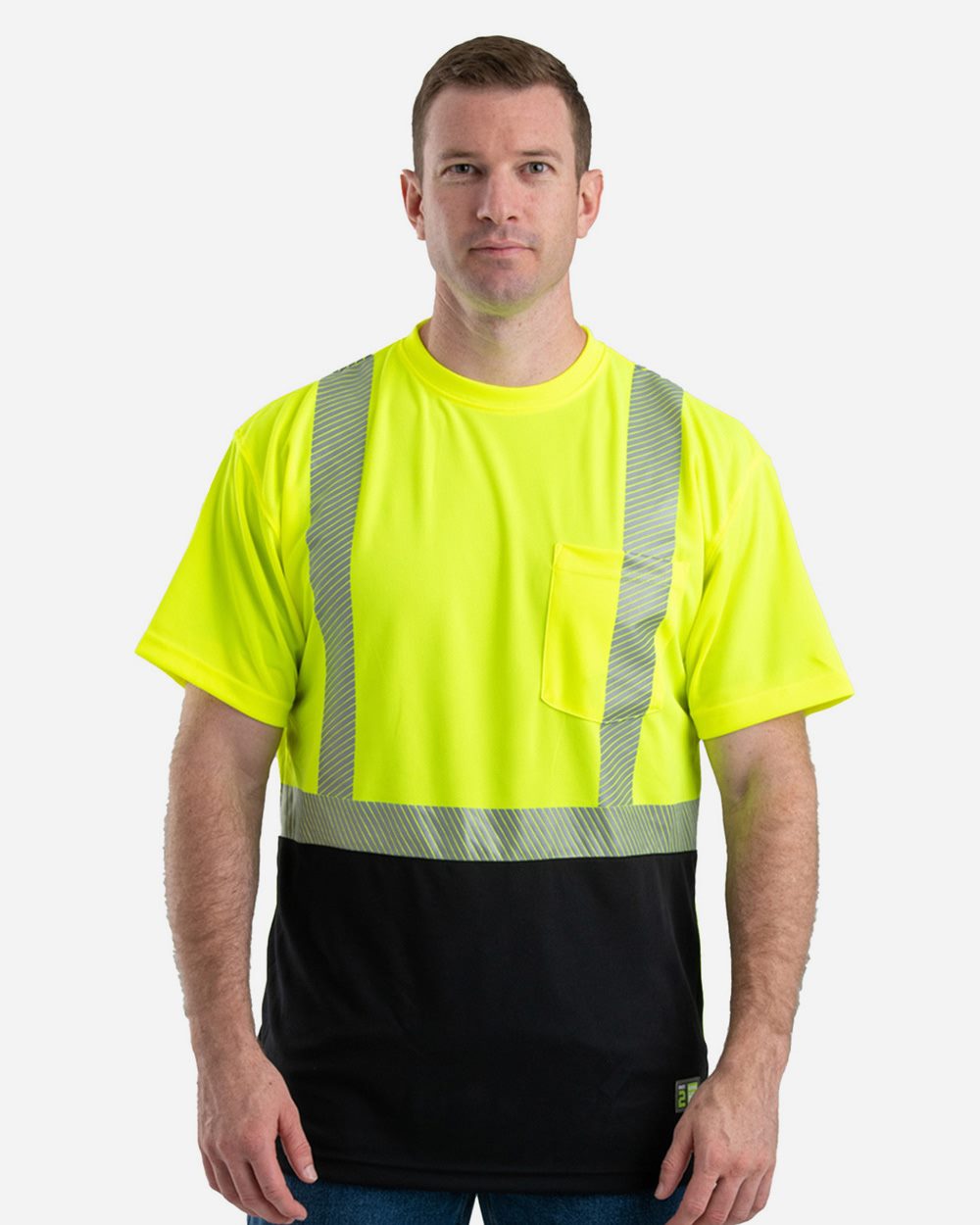 Berne Apparel Men's Hi-Vis Class 2 Color Blocked Pocket T-Shirt