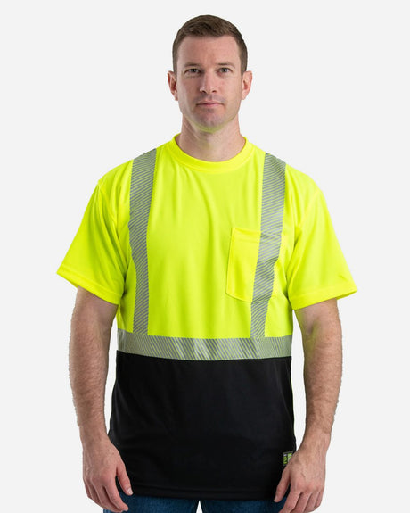 Berne Apparel Men's Hi-Vis Class 2 Color Blocked Pocket T-Shirt