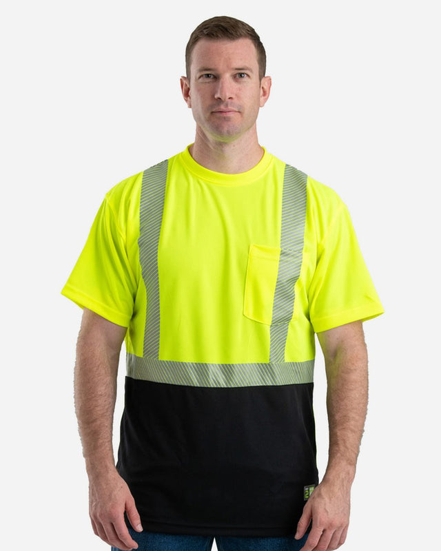 Berne Apparel Men's Hi-Vis Class 2 Color Blocked Pocket T-Shirt
