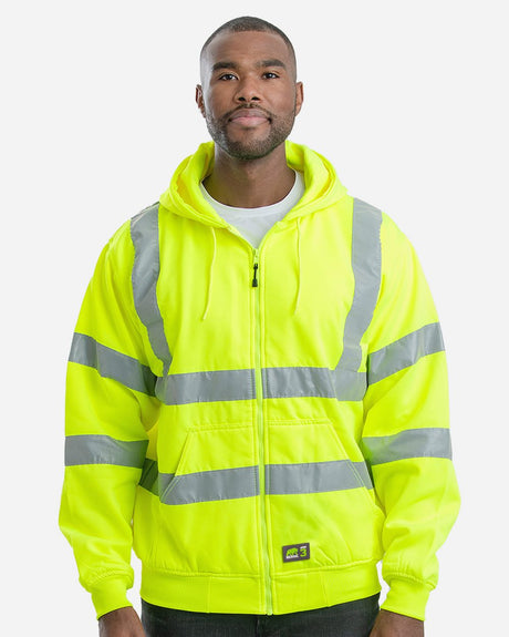 Berne Apparel Men's Berne Hi-Vis Class 3 Lined Hooded Sweatshirt