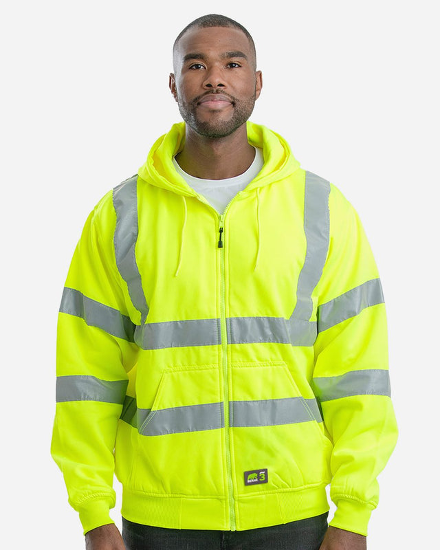 Berne Apparel Men's Berne Hi-Vis Class 3 Lined Hooded Sweatshirt