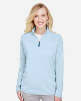 Devon & Jones Women's CrownLux Performance Clubhouse Micro-Stripe Quarter-Zip Pullover