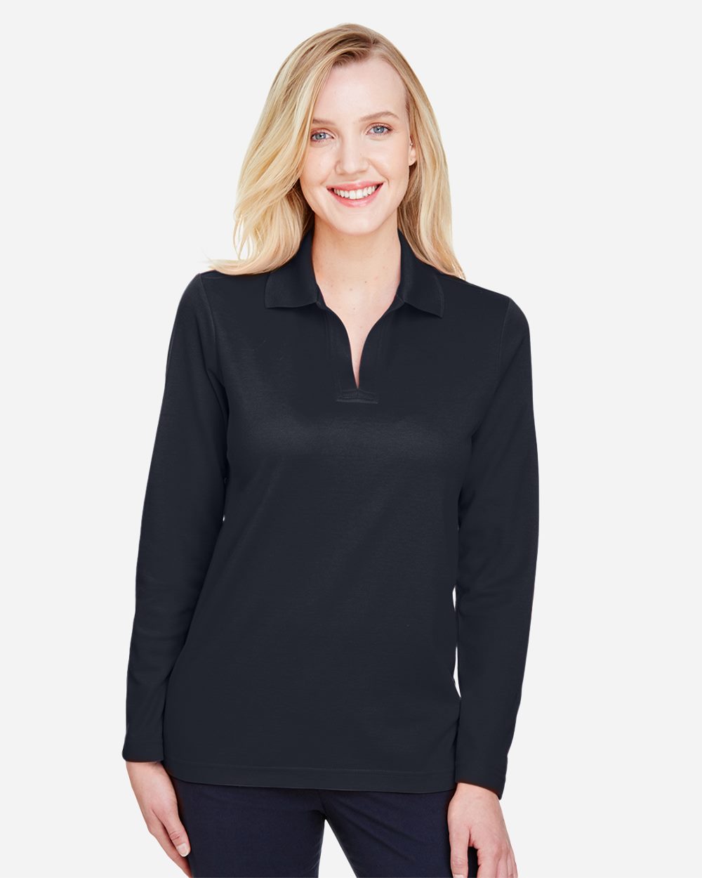 Devon & Jones Women's CrownLux Performance Plaited Long Sleeve Polo