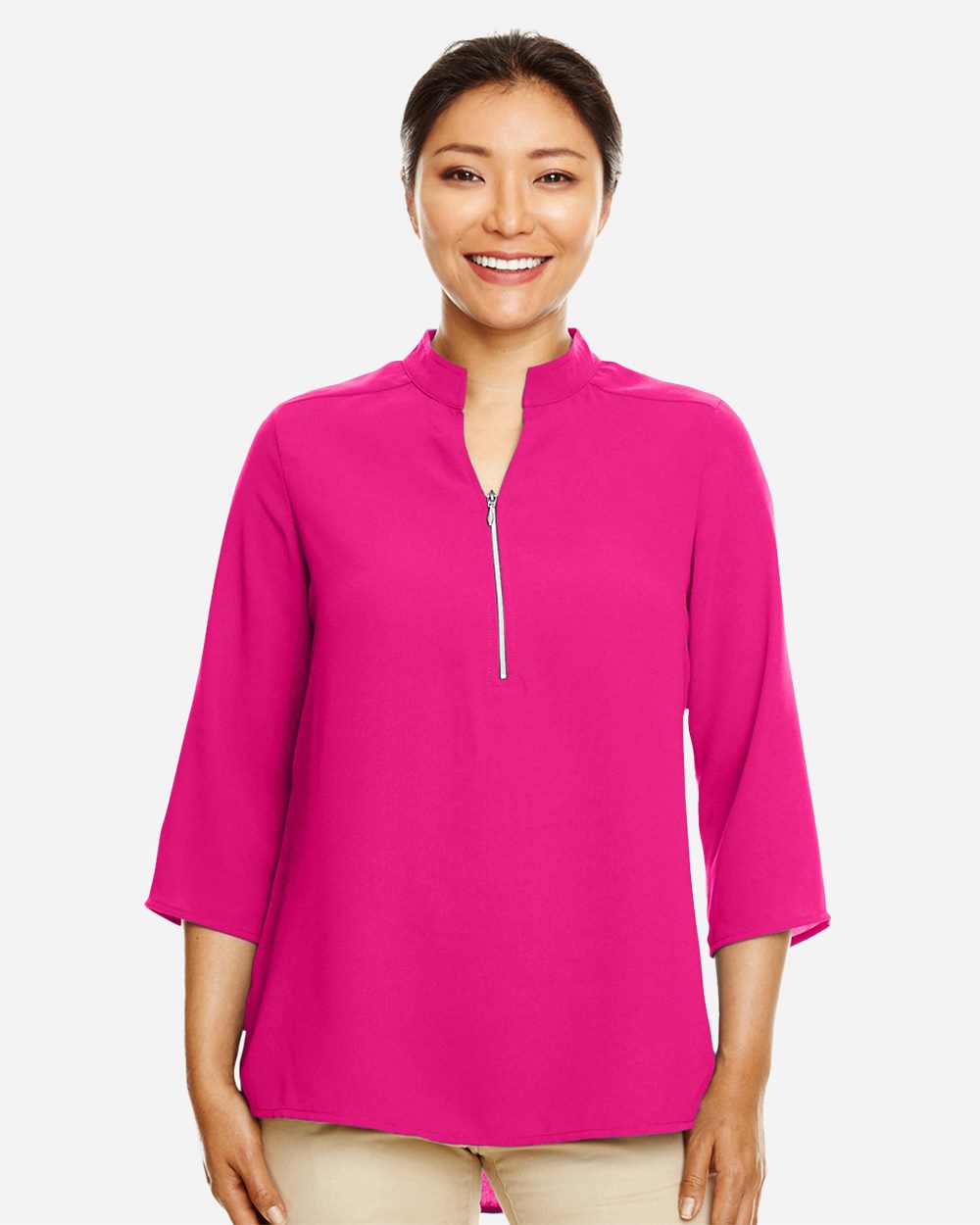 Devon & Jones Women's Perfect Fit  Three-Quarter Sleeve Crepe Tunic
