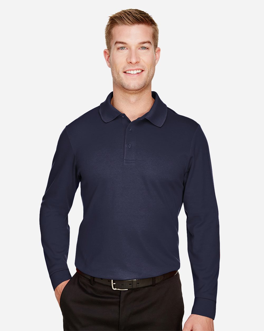 Devon & Jones Men's Tall CrownLux Performance Plaited Long Sleeve Polo