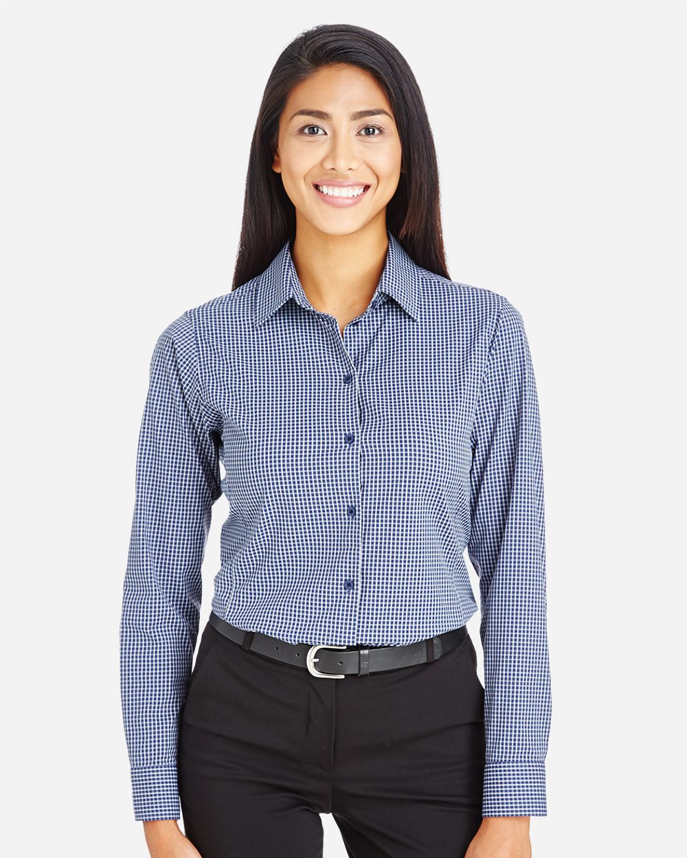 Devon & Jones Women's CrownLux Performance Tonal Mini Check Woven Dress Shirt