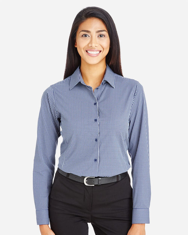 Devon & Jones Women's CrownLux Performance Tonal Mini Check Woven Dress Shirt